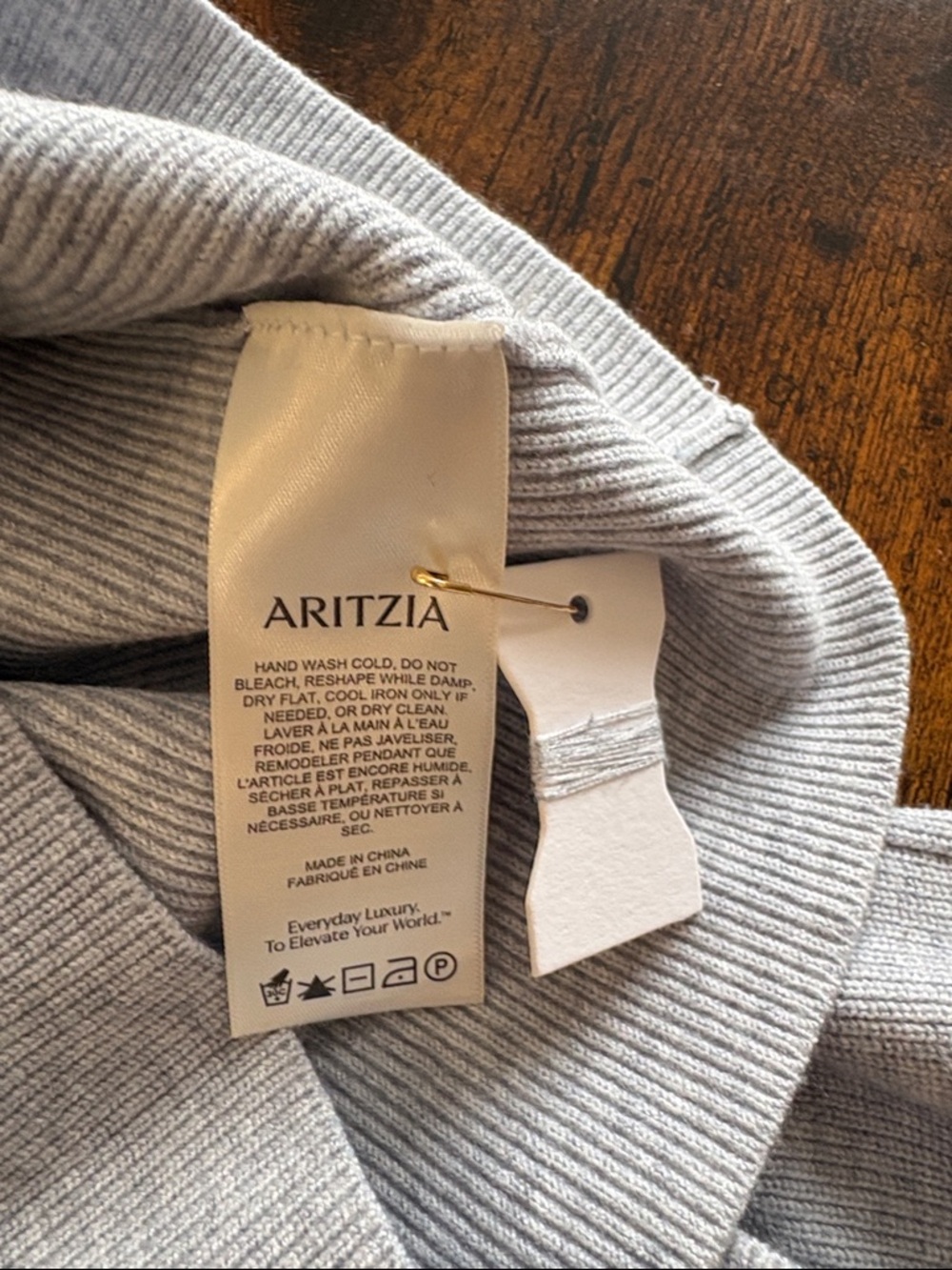 Aritzia Off-Shoulder Ribbed Knit Sweater - Light Gray - Picture 3 of 3